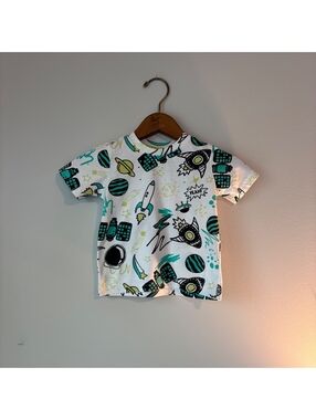 Kidgets Toddler Boys Space Print T-Shirt 2T White Rocket Planet Astronaut